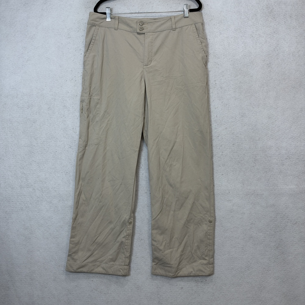 Patagonia Pants Womens 14 Beige Hiking Straight Leg Zip Pocket Roll Up Travel